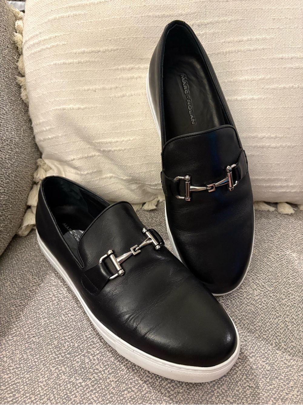 Marc Nolan Men's Boardwalk Black Leather Horse-Bit Sneaker